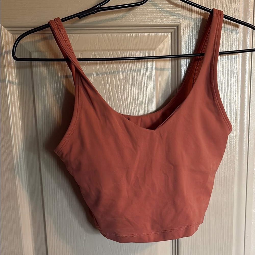 Lululemon Athletica Fitted Sleeveless Crop Tank Top Orange Pink